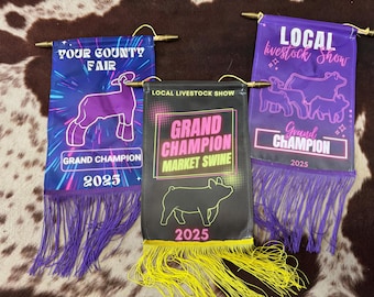 Neon Champion Livestock, County Fair Award, Rodeo Banners, FFA Banners, 4H Banners, Livestock Awards