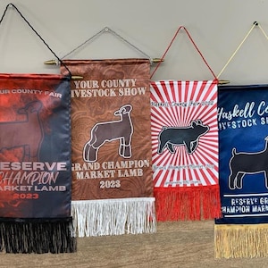 Champion Livestock Banners, Custom Stock Show Award, Livestock Show, Rodeo Award, FFA, 4-H, Banquet Award