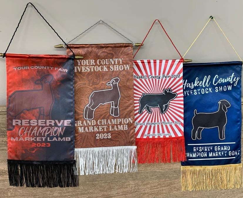 Champion Livestock Banners, Custom Stock Show Award, Livestock Show, Rodeo Award, FFA, 4-H, Banquet Award