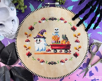 Halloween Buddies Cross Stitch Pattern - Instant Download PDF - Spooky Cross Stitch, Fall Cross Stitch, Autumn Cross Stitch, Cute Stitch