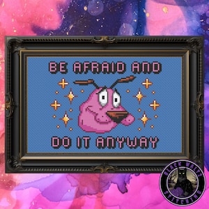Be Afraid And Do It Anyway Cross Stitch Pattern - Instant Download PDF - Inspirational Cross Stitch, Cartoon Cross Stitch, 90s Cross Stitch