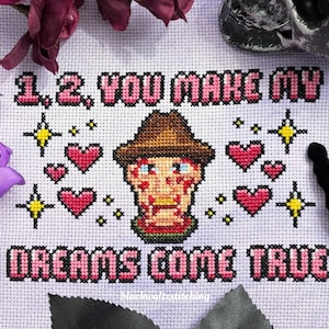 Horror Dreams Cross Stitch Pattern - Instant Download PDF - Horror Cross Stitch, Valloween Cross Stitch, Spooky Cross Stitch, Spooky Love