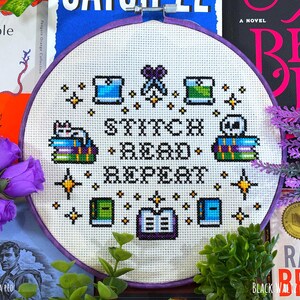 Stitch Read Repeat Cross Stitch Pattern - Instant Download PDF - Bookish Cross Stitch, Cute Cross Stitch, Reader Cross Stitch, Book Stitch image 2