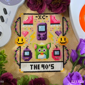 The 90s Tarot Card Cross Stitch Pattern - Instant Download PDF - Nostalgia Cross Stitch, Rainbow Cross Stitch, Cute Cross Stitch, Weird image 2