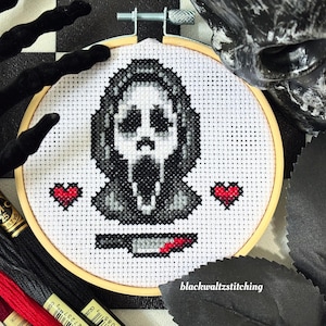Beginner Horror Cross Stitch Pattern - Instant Download PDF - Beginner Cross Stitch, Spooky Cross Stitch, Horror Movie Cross Stitch