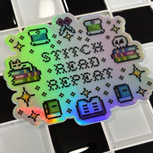 Stitch, Read, Repeat Vinyl Sticker - Laptop / Water Bottle / Phone / Planner, Waterproof Car Decal, Cross Stitch, Bookish, Reader, Craft