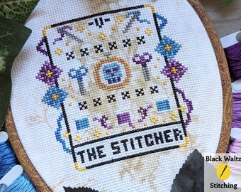 Padrão de ponto cruz de carta de tarô The Stitcher - Download instantâneo PDF - Ponto cruz gótico, ponto cruz mágico, ponto cruz Stitcher