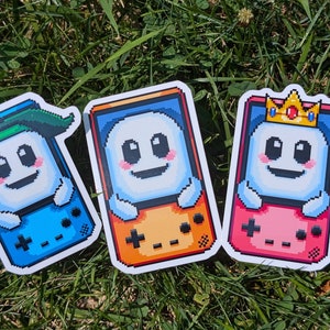 Game Ghost Bundle, Three Vinyl Stickers - Laptop / Water Bottle / Phone / Planner, Waterproof Car Decal, Spooky, Gamer, Video Games
