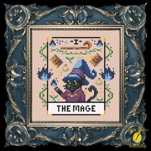 The Mage Tarot Card Cross Stitch Pattern - Instant Download PDF - Fantasy Cross Stitch, Video Game Cross Stitch, Gamer Cross Stitch