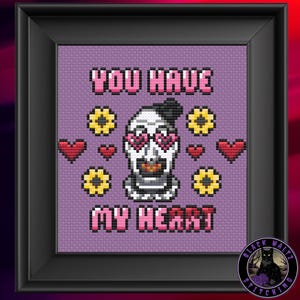 Horror You Have My HeART Cross Stitch Pattern - Instant Download PDF - Valloween Cross Stitch, Spooky Cross Stitch, Spooky Love