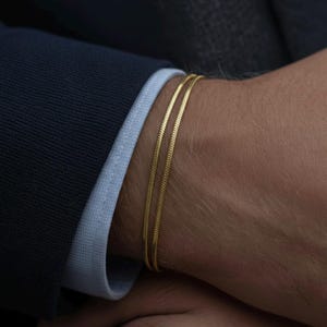 Złota bransoletka w jodełkę, unisexowa bransoletka z łańcuszkiem wężowym, włoska minimalistyczna biżuteria, delikatna bransoletka na co dzień, elegancki prezent dla niego lub dla niej
