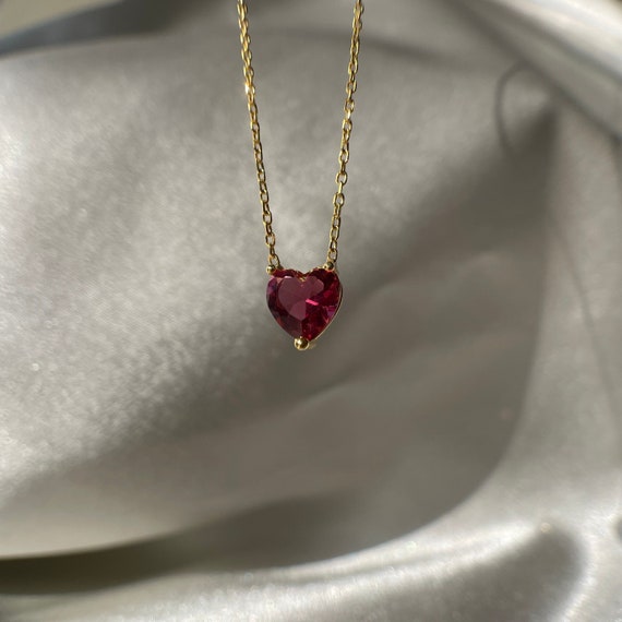 Small ruby heart necklace discount