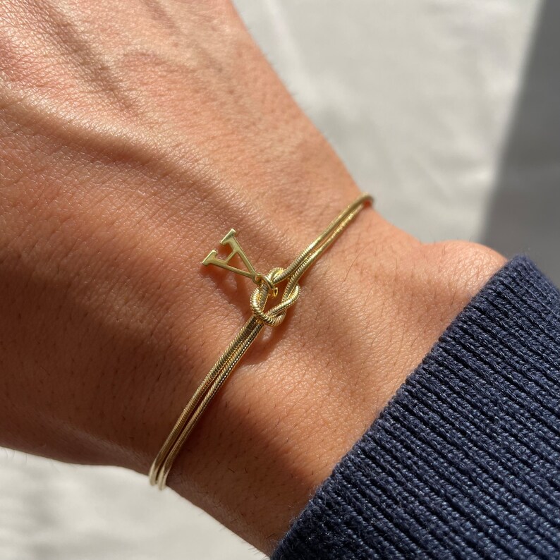 Personalized Knot Bracelet, Custom Initial Love Knot Bracelet, Matching Best Friend Jewelry, Infinity Friendship Bracelet Gift for Couples image 4