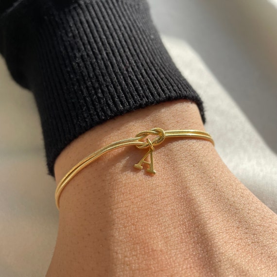 Personalized Knot Bracelet, Custom Initial Love Knot Bracelet, Matching Best Friend Jewelry, Infinity Friendship Bracelet Gift for Couples