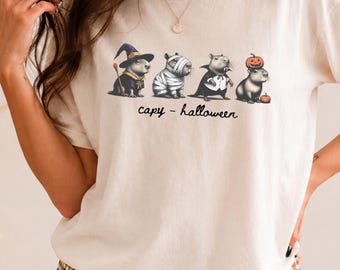 Capybara Halloween Shirt, Cute Capybara Costume Tee, Funny Spooky Season Shirt, Capy Halloween Comfort Colors T-Shirt