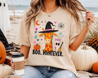 Comfort Colors Boo Giraffe Shirt - Giraffe Lovers Gift, Funny Halloween Giraffe Tee, Boo Whatever Shirt