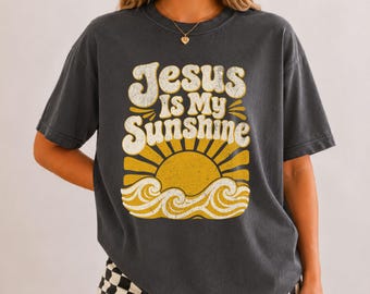 Jesus Is My Sunshine Chrisitianity Shirt Comfort Colors, Retro Christian Beach Tee, Coastal Sunset Graphic