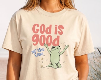 God Is Good Shirt, Christian Frog T-Shirt, God Is Good All The Time Tee, Cute Faith Based Shirt, Christian Gift, Praise The Lord Tee