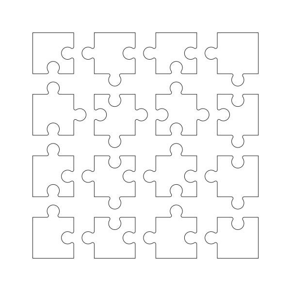 JIGSAW PUZZLE icon, template, picture (vector files) assembled and disassembled