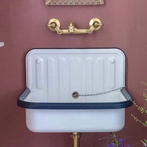 1970 Vintage Sink, Farmhouse Sink, Wall-Mounted Sink, White Kitchen Sink, Bathroom Sink, Laundry Room Sink, Bathroom Decor
