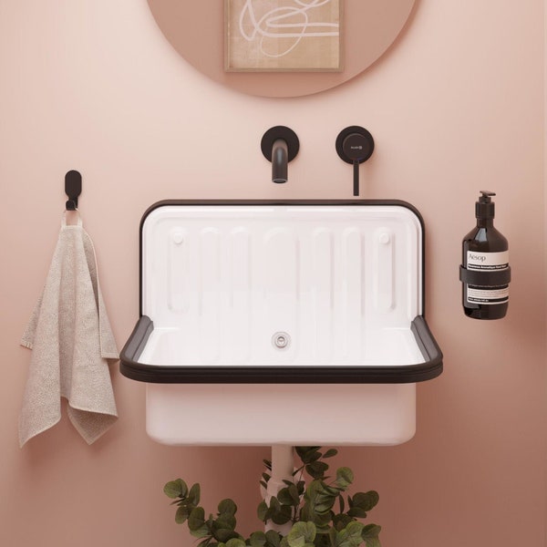 Lavabo vintage allemand, évier de ferme, évier mural, évier de cuisine blanc, évier de salle de bain, évier de buanderie, décoration de salle de bain