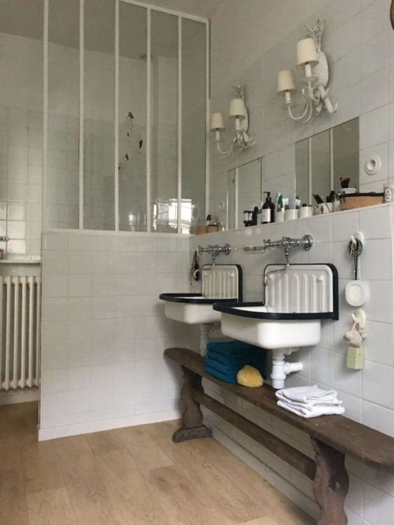 German Vintage Sink, Farmhouse Sink, Wall-Mounted Sink, White Kitchen Sink, Bathroom Sink, Laundry Room Sink, Bathroom Decor zdjęcie 7