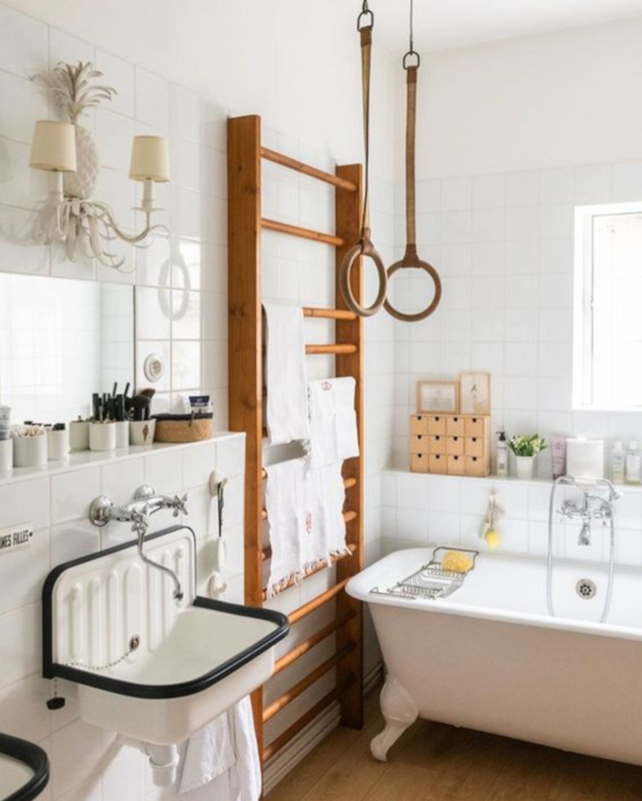 Vintage Vanity Sink - Wall-Mounted - Farmhouse Sink - White Kitchen Sink - Bathroom Sink - Laundry Room - Bathroom Decor