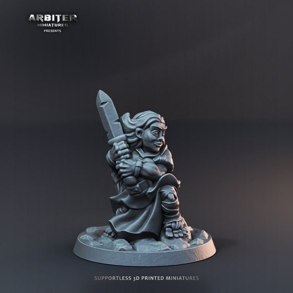Halfling - Female | Heroes of the Realm | Arbiter Miniatures | 3D Printed Miniature