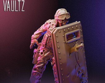 Zombie with Shield | Zombies | VaultZ Miniatures | 3D Printed
