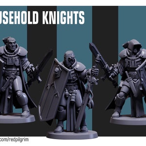 Household Knights | 32 mm Grimdark Heroic Scale | Gothic Sci-Fi Inquisition Forces | 3D Printed Resin Miniatures | Red Pilgrim Miniatures
