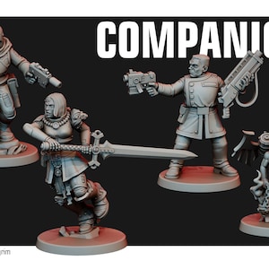 Companions | 32 mm Grimdark Heroic Scale | Gothic Sci-Fi Inquisition Forces | 3D Printed Resin Miniatures | Red Pilgrim Miniatures