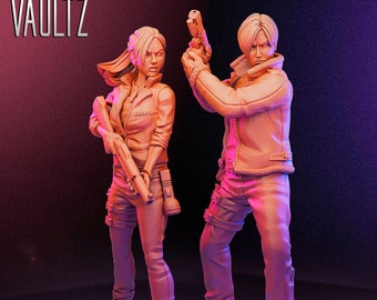 Claire Redfield & Leon Scott Kennedy | RE | Survivors | VaultZ Miniaturen | 3D gedruckt