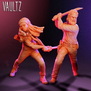 Michonne & Rick | TWD | Survivors | VaultZ Miniatures | 3D Printed Miniature