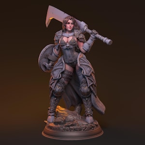 Untrin, Dark Valkyrie | 75 mm Scale | Mythic Female Fighter | 3D Printed Resin Miniature | HardWitch Games
