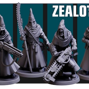 The Zealots | 32 mm Grimdark Heroic Scale | Gothic Sci-Fi Inquisition Forces | 3D Printed Resin Miniatures | Red Pilgrim Miniatures