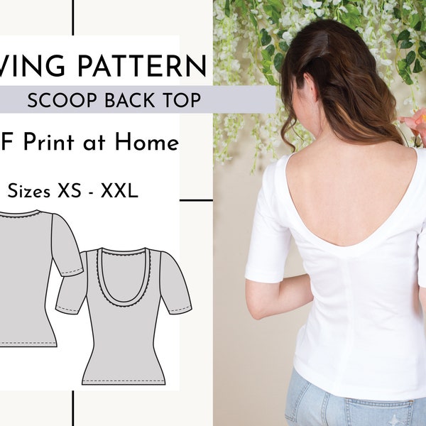 Scoop Back Top Digital PDF Print at Home Sewing Pattern // Sizes XS - XXL // Written and Video Instructions