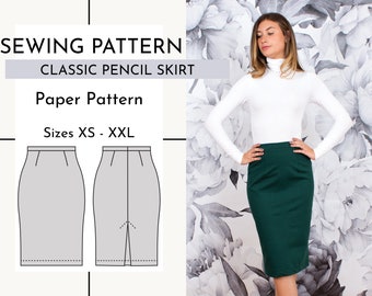 Classic Pencil Skirt Printed Paper Sewing Pattern // Sizes XS - XXL // Written and Video Instructions