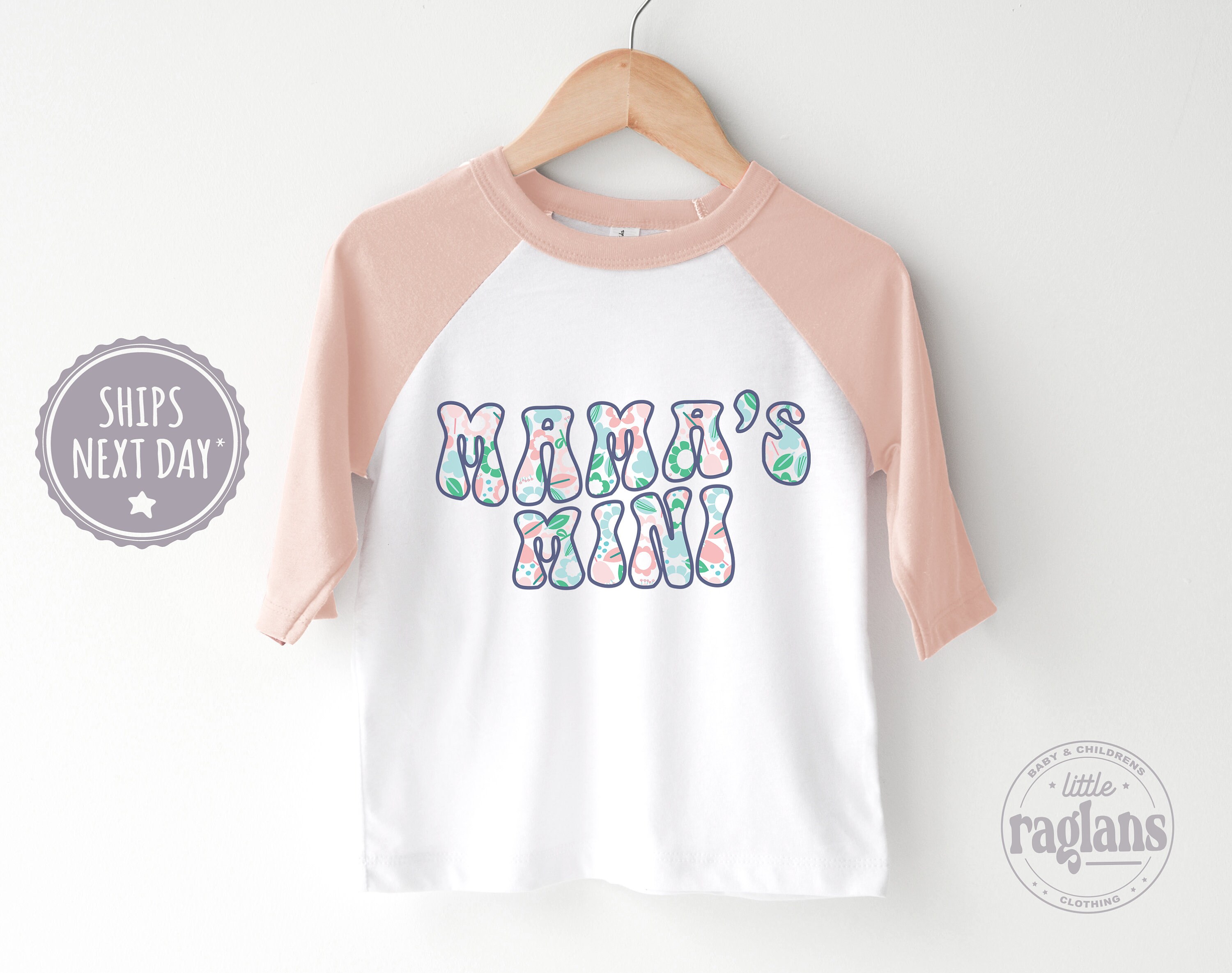 Retro Mama's Mini Raglan - Cute Mother's Day Baseball Tee - Floral Toddler Shirt
