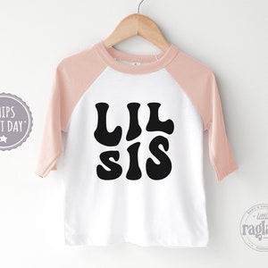Lil Sis Toddler Girls Raglan - Retro Sibling Kids Baseball Shirt