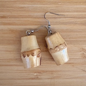 Retro 50s style natural bamboo nuggets drop earrings great for tiki rockabilly or Hawaiian outfit