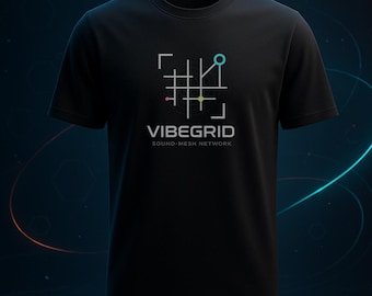 Futuristic Audio Grid Logo T Shirt // Retro Sci-Fi Aesthetic Graphic Tee // Rave EDM Shirt // Cyberpunk Sound Signal Design