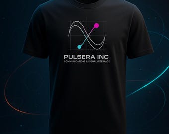 Retro Futuristic Logo T Shirt // Digital Waveform Emblem Tee // Sci Fi Aesthethic Apparel // Signal Interface Design