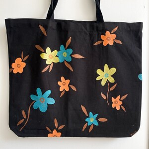 Large Black Tote - Flowers