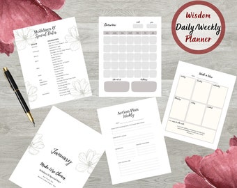 Christian Planner, Weekly Bible Verses, Printable Wisdom Planner (A4/A5/Letter)