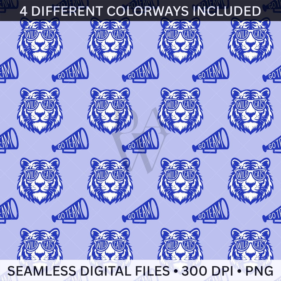 Wildcat Pattern Background Wildcat Go Team Seamless Pattern: 300 DPI PNG Files (commercial Use ...