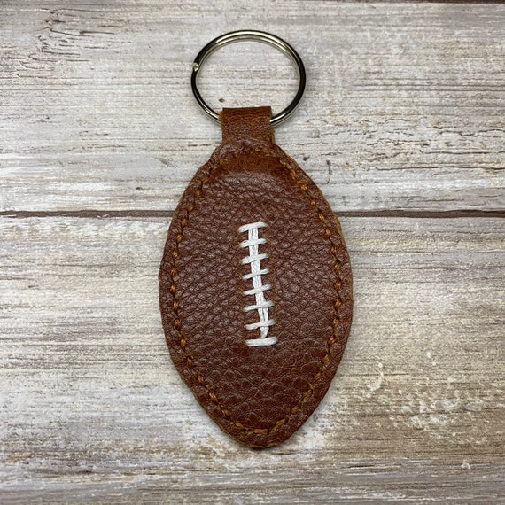 Hand Stitched Leather Football Keychain Purse Dangle Backpacks