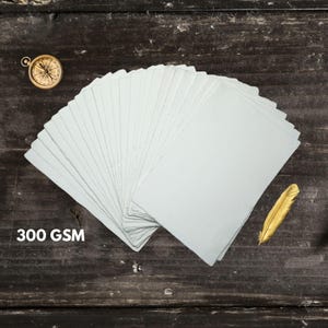 Cartões de casamento indianos feitos à mão com borda de algodão branca, papel artesanal, papel de carta, pacote com 50 unidades, 300 g/m²