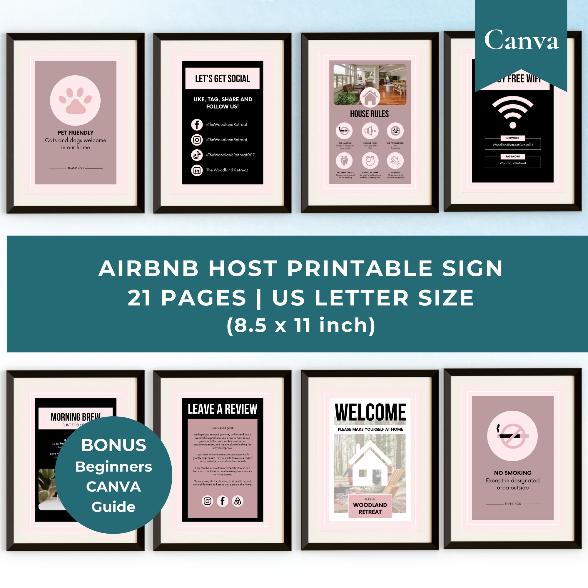 Airbnb Host Printable Signs Template, Canva-editable Airbnb Signs, VRBO ...