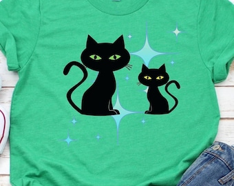 Atomic Cat T-Shirt: Mid-Century Modern Design, Retro Style