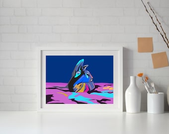 Sphynx Art- Download digitale, Opera d'arte originale, Arte del gatto senza pelo, Regali per gli amanti dei gatti!